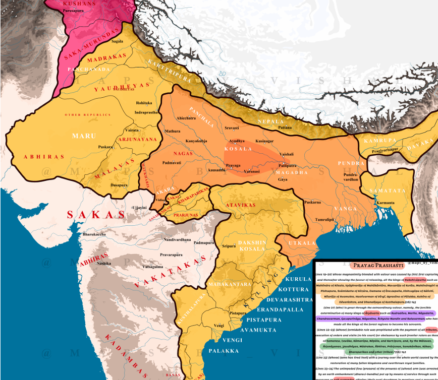 Gupta Empire (Under Samudra Gupta - Prayag Prashasti)