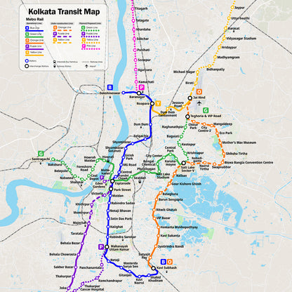 COMBO Delhi, Mumbai, Bangalore, Hyderabad, Kolkata & Chennai Transit Maps DIGITAL