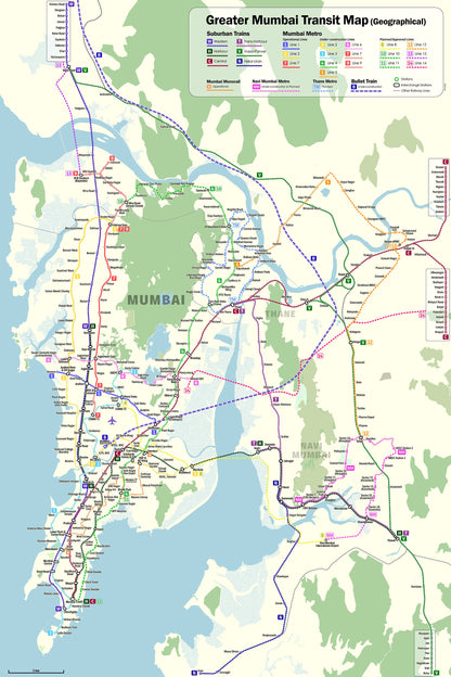 Mumbai Transit Maps DIGITAL (Geographical & Simplified)