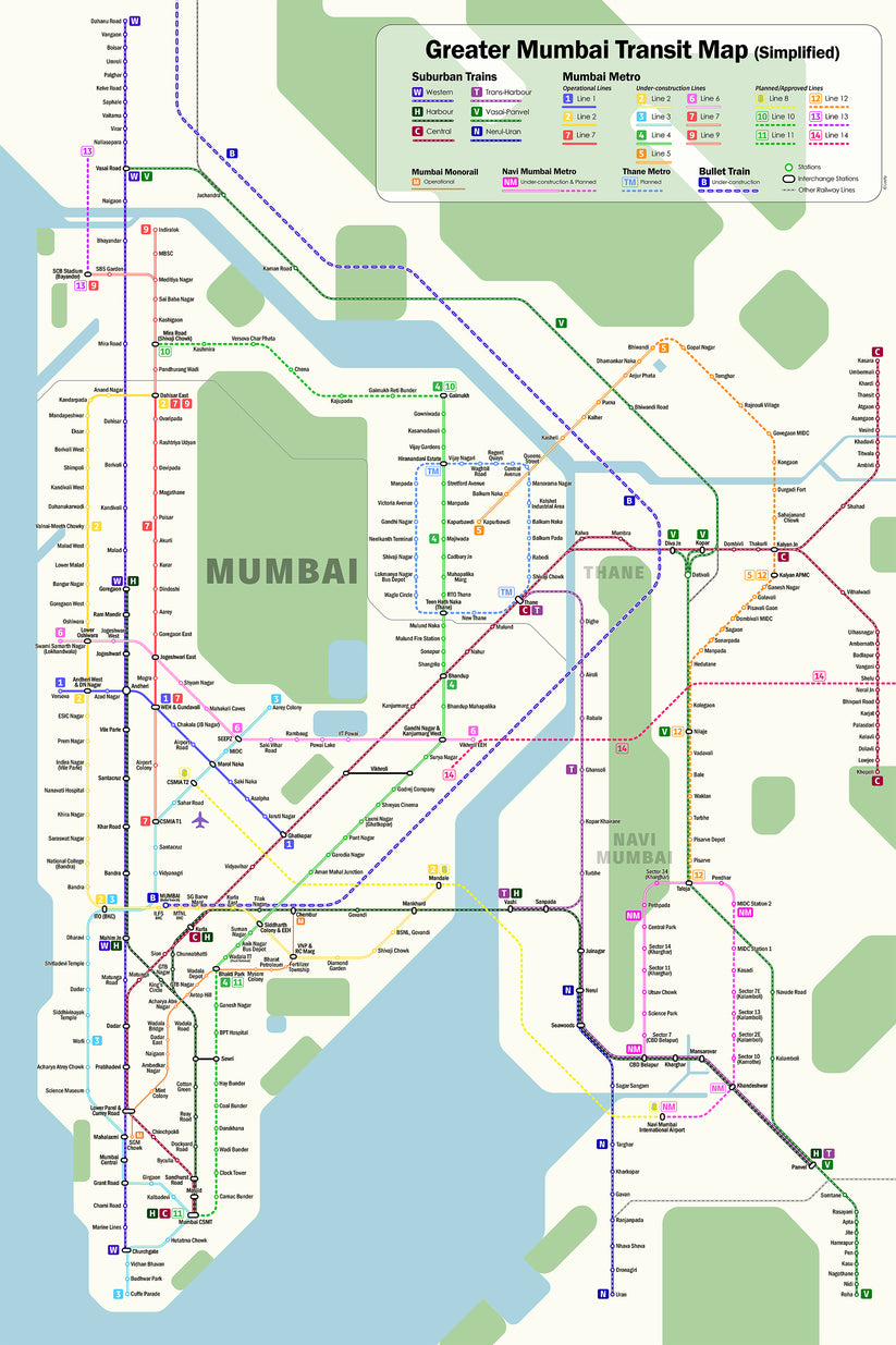 Mumbai Transit Maps DIGITAL (Geographical & Simplified) – Narang Studios